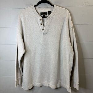 Alexander Julian Colours Men's Ivory Cotton Long Sleeve Henley Sweater Size XL